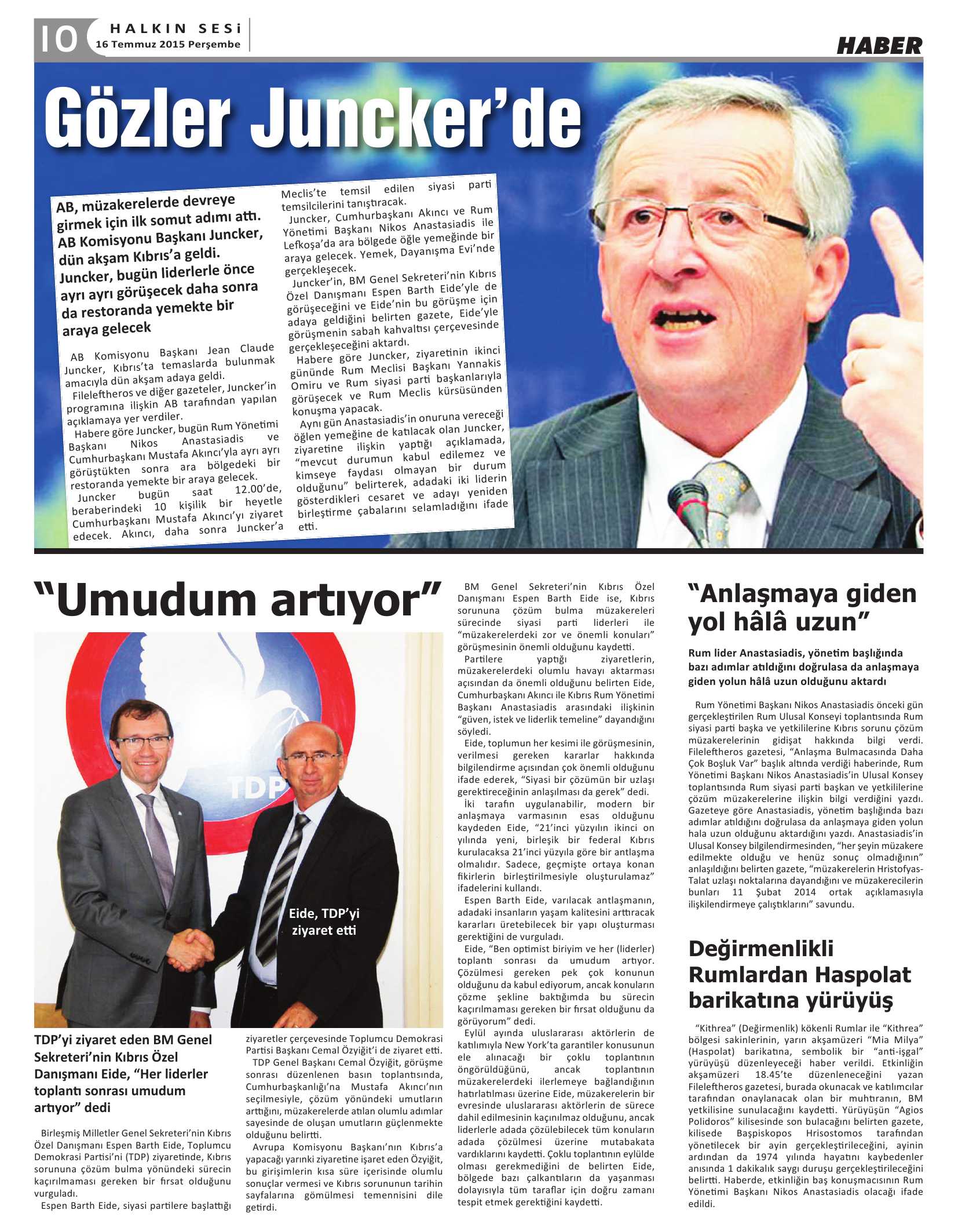 31 Temmuz 2015 Tarihli Gazetemiz