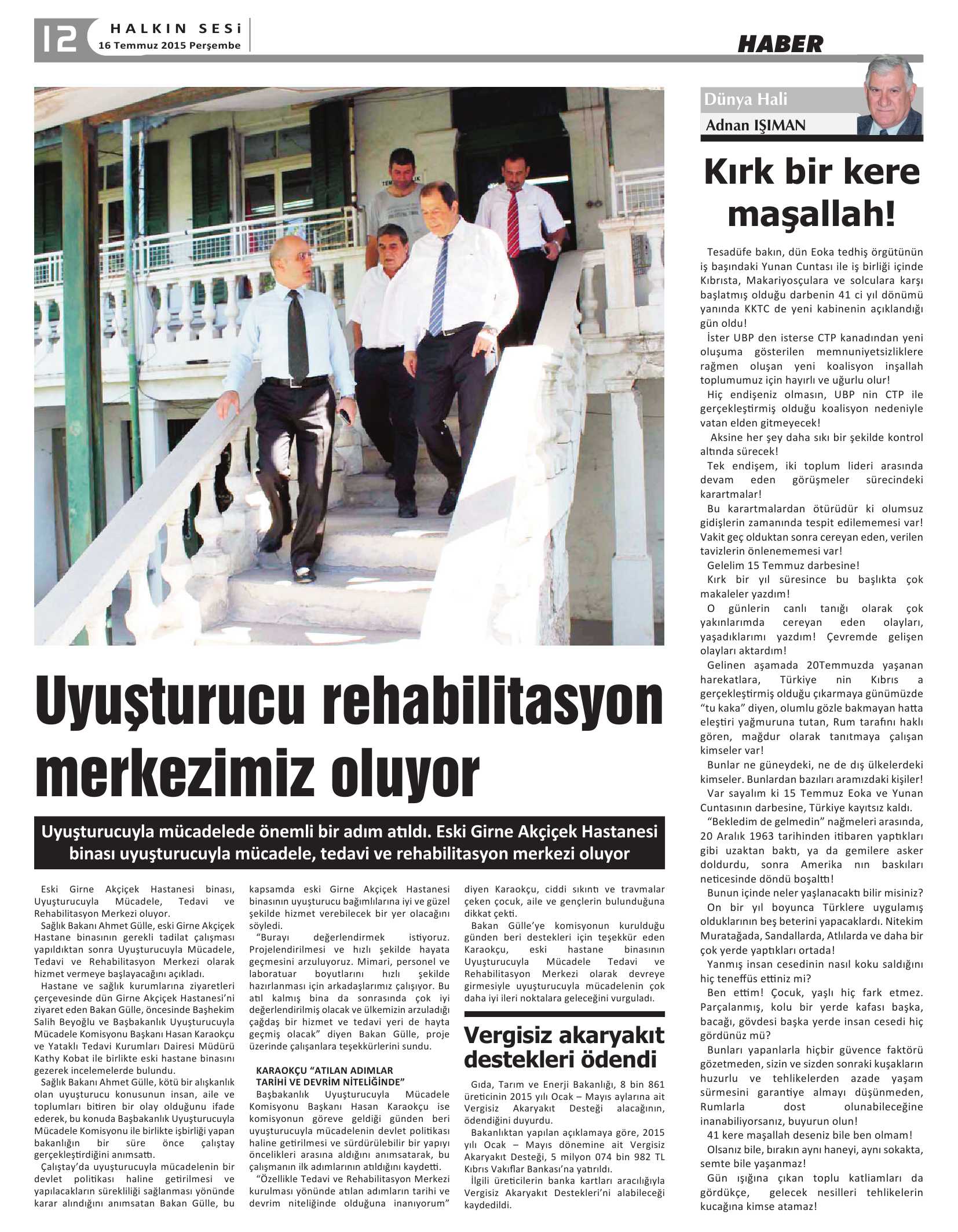 31 Temmuz 2015 Tarihli Gazetemiz