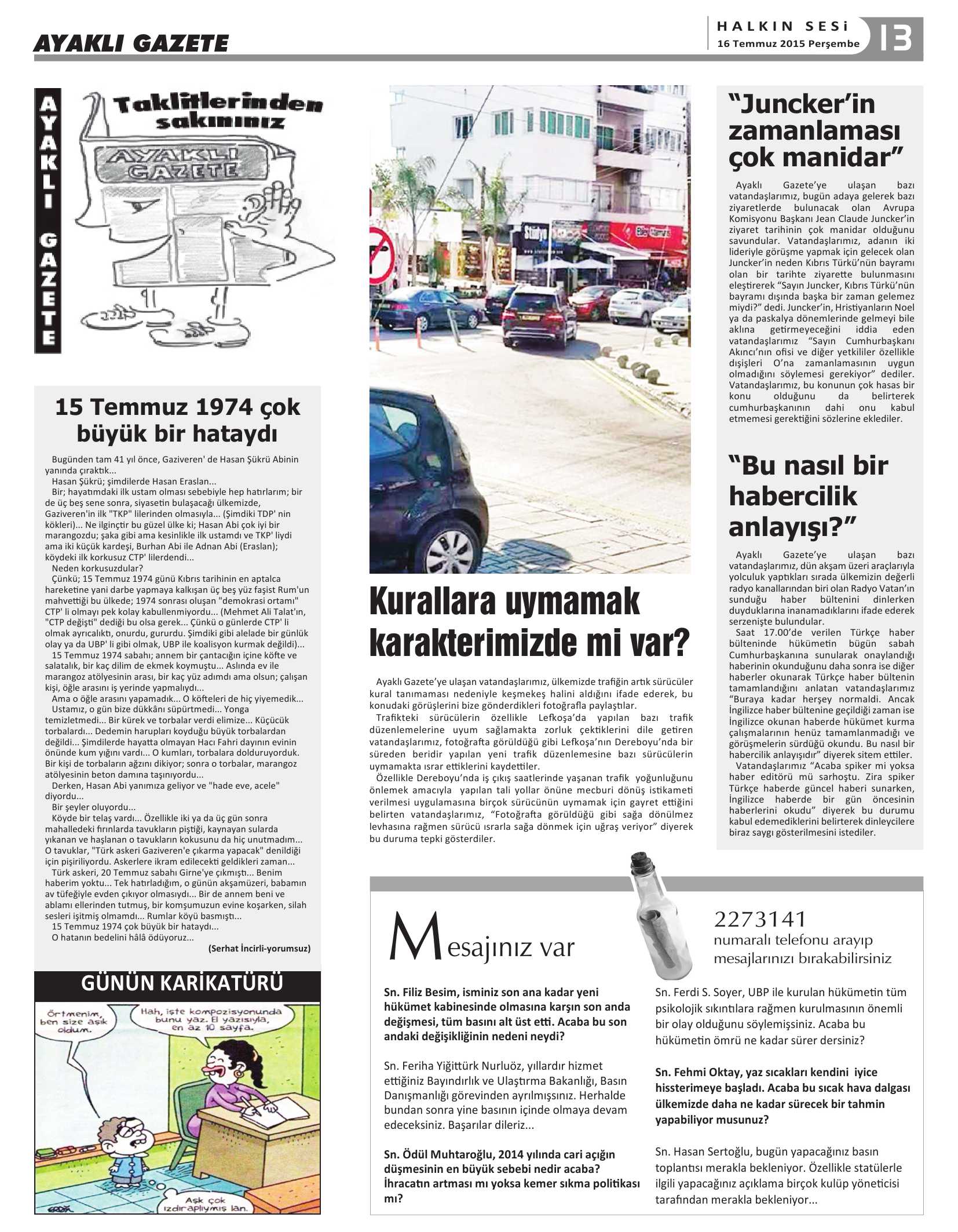 31 Temmuz 2015 Tarihli Gazetemiz