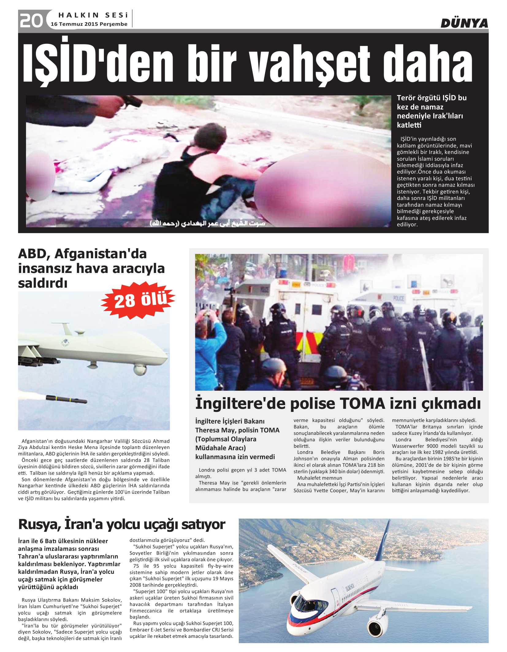 31 Temmuz 2015 Tarihli Gazetemiz