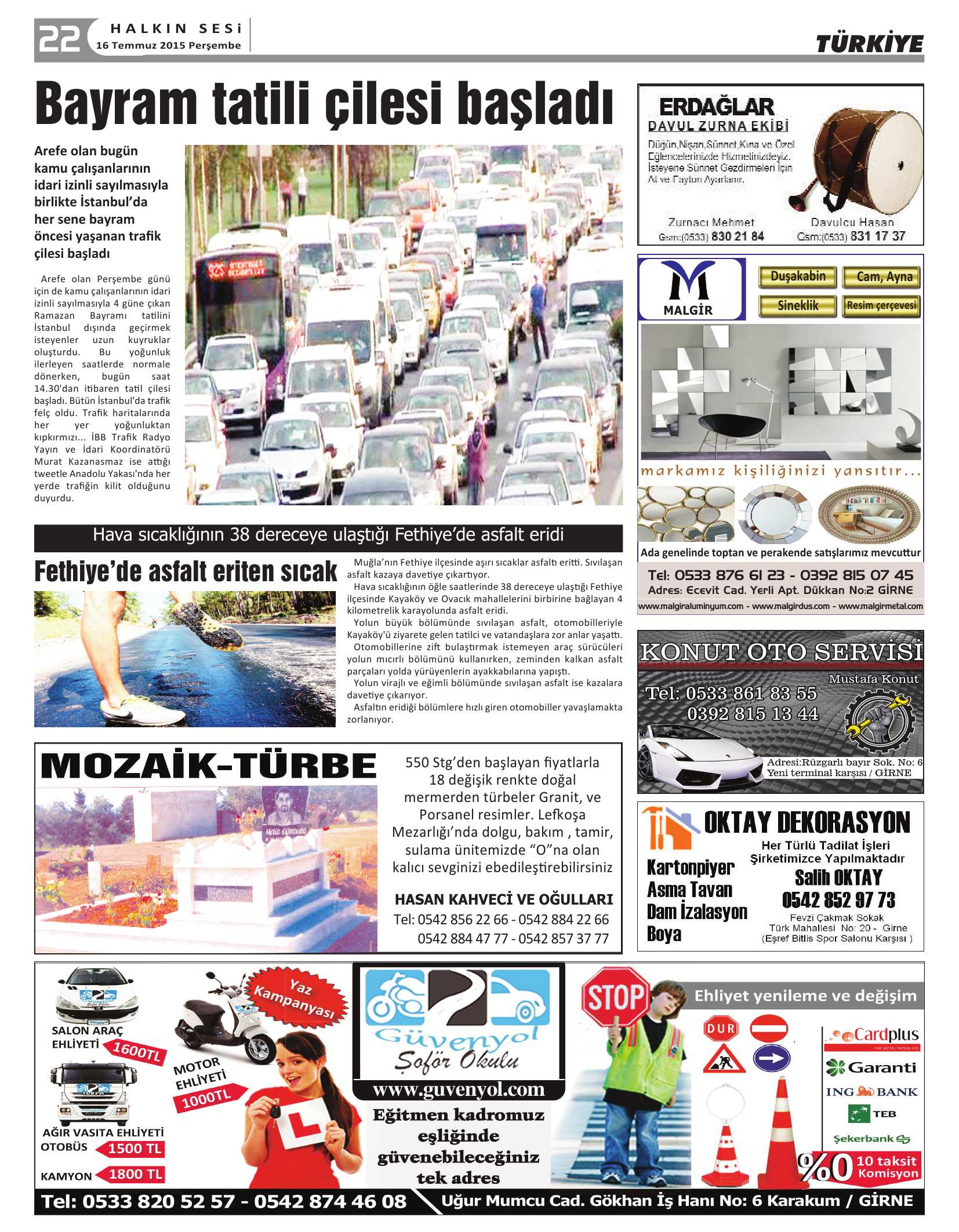 31 Temmuz 2015 Tarihli Gazetemiz