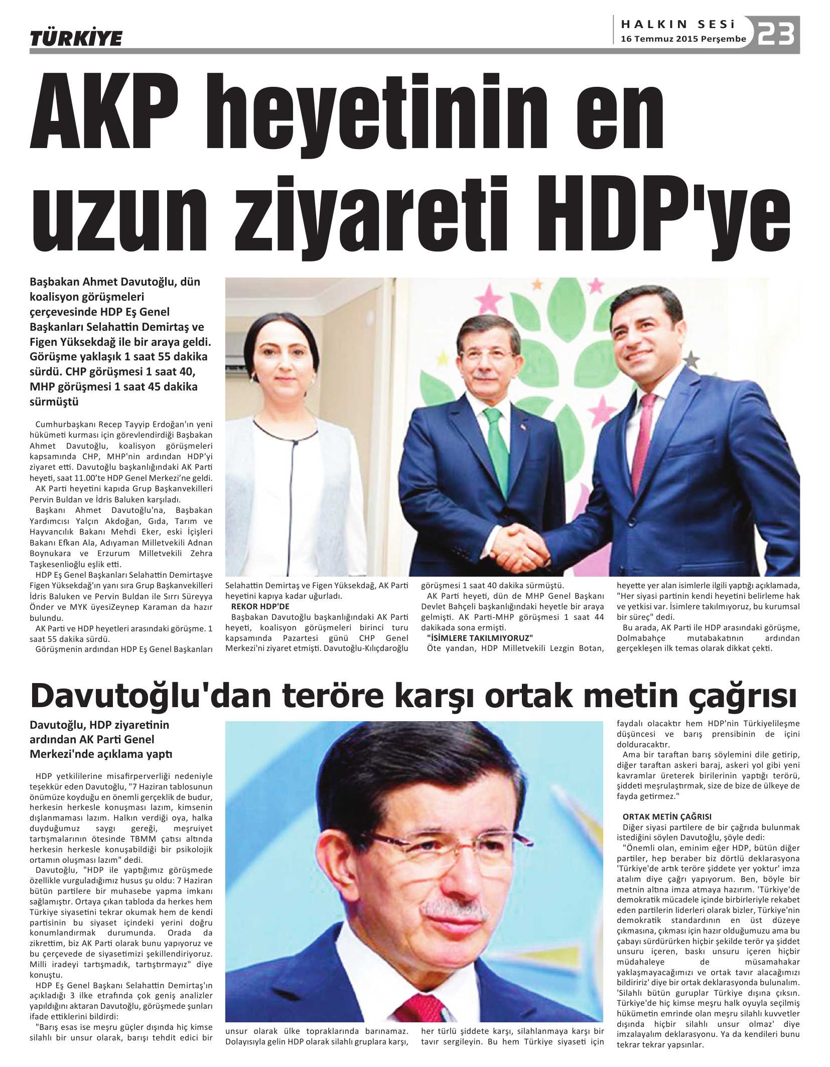 31 Temmuz 2015 Tarihli Gazetemiz