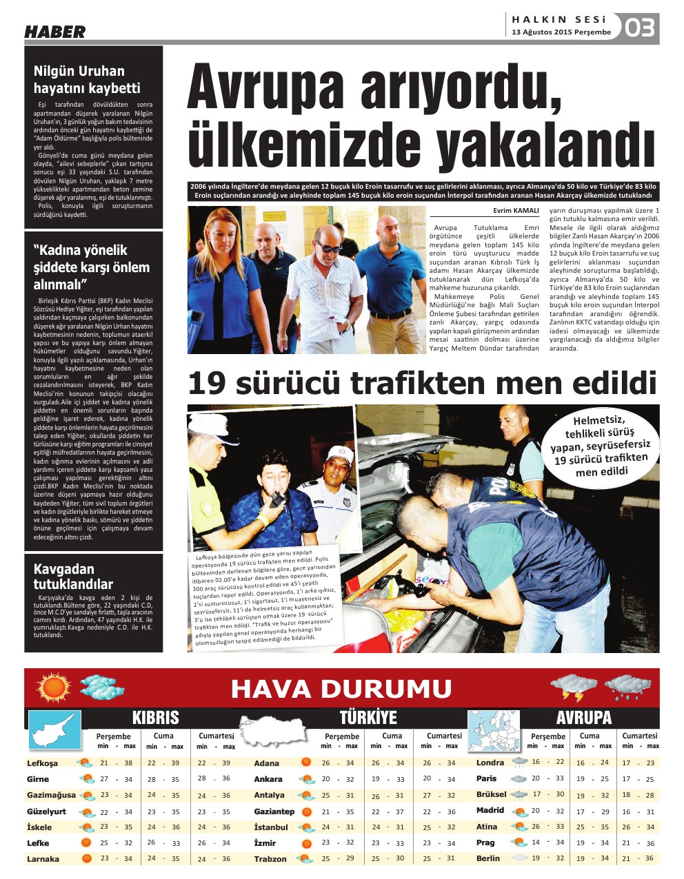 13.08.2015 PERŞEMBE