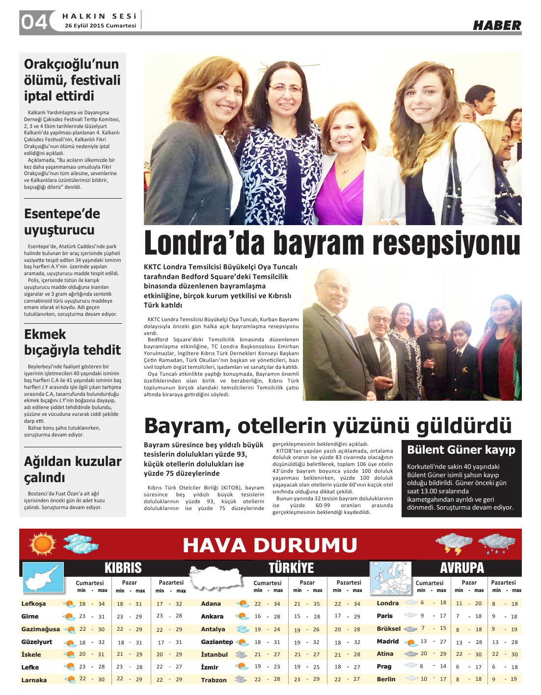 26.09.2015 CUMARTESİ