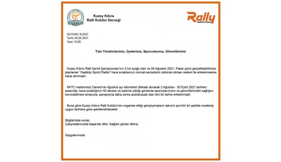 Ralli Kulübü yarışı erteledi