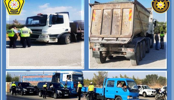 Trafiğe çıkış saatine uymayan 6 kamyon sürücüsü hakkında yasal işlem