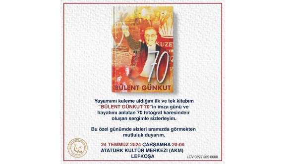 Bülent Günkut'un kitabı 24 Temmuz'da tanıtılacak