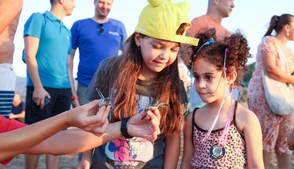 Yavru deniz kaplumbağaları Akdeniz'in mavi sularına uğurlandı