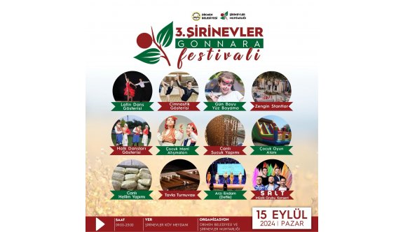 3. Şirinevler Gonnara Festivali 15 Eylül Pazar günü yapılıyor