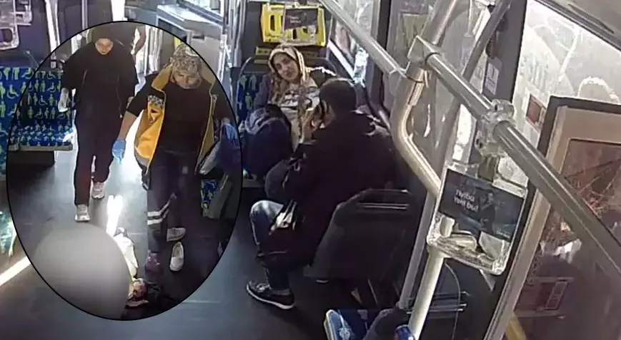 Metrobüste doğum yaptı